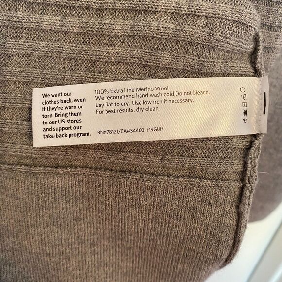 EILEEN FISHER Gray Extra Fine Merino Wool Ribbed Longsleeve Tunic Sweater Size L - Picture 7 of 7